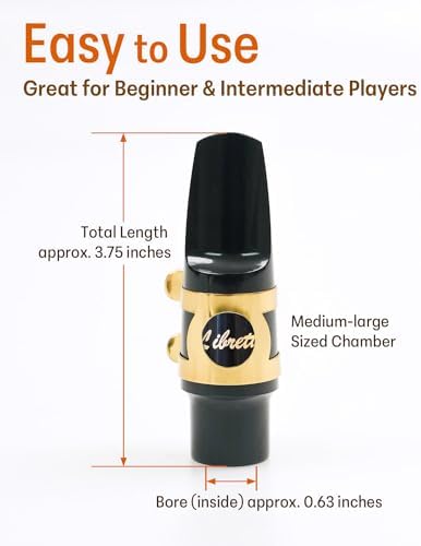 Libretto Alto Saxophone Mouthpiece Kit, Giftable Standard Mouthpiece Set: ABS Mouthpiece, Plastic Cap