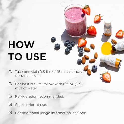 IMAGE Skincare, YANA Liquid Collagen Shots, 28 Daily Shots | 2500 mg Hydrolyzed Bovine Collagen Peptide Supplement with Biotin, Natural Citrus Flavor