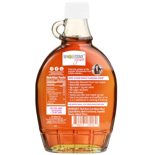 Wholesome Yum Zero Sugar Maple Syrup, Monk Fruit Allulose Keto Maple Syrup