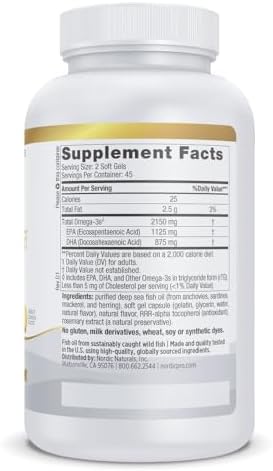 Nordic Naturals ProOmega-3, 2150 mg, EPA & DHA Fish Oil, Lemon - 120 Count | Ultra high-potency EPA & DHA fish oil supports brain, heart, eye & immune health. 2150 mg omega-3. Non-GMO. 60 servings