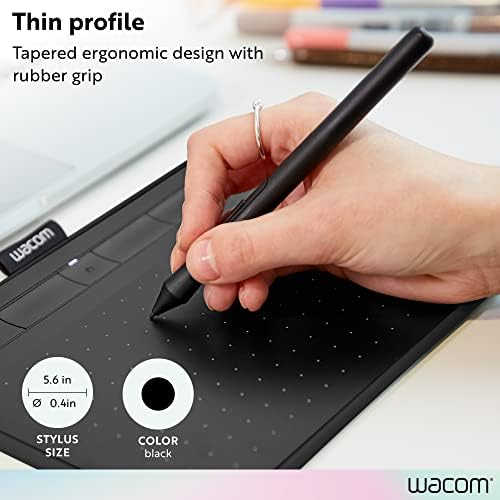 Wacom Intuos Pen LP1100K | Cordless and battery free so pen never needs charging, 2 shortcut buttons, 4,096 levels of pressure sensitivity for control