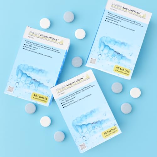 iSonic AlignerClean Denture Cleaner Tablets for Aligners, Retainers, Night Guards and CPAP Components, Ultrasonic Cleaning, 48 Count (1 Pack)