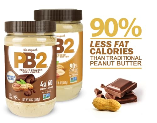 PB2 Powdered Peanut Butter Bundle - Original PB2 and Cocoa PB2 Peanut Butter Powder (Two 16oz Jars)