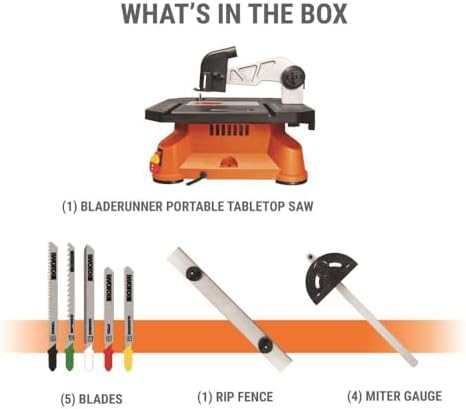 WORX BladeRunner Portable Tabletop Saw, 5.5 Amp, WX572L | Cuts Wood, Metal, Tile, Aluminum and Plastic, Tool-Free Blade Changes