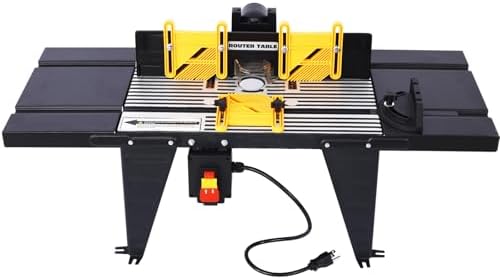 Universal Benchtop Router Table with Adjustable Fence, Steel Stand & Precision Routing for Woodworking – Craftsman Electric Router Table Tool (Black)