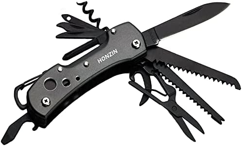 Swiss Small Pocket Knife, 15-in-1 Multitool for Camping, Hiking & EDC | Includes Bottle Opener, Saw