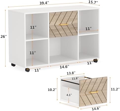 Tribesigns 2 Drawer File Cabinet, Large Mobile Lateral Filing Cabinet for Letter Size