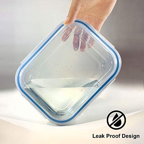 Glass Food Storage Containers Set, Large Size Containers with Lids, BPA-free Locking lids, 100% Leak Proof Glass Meal Prep Containers