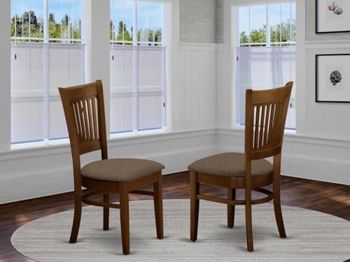 East West Furniture VAC-OAK-C Vancouver Dining Chairs - Linen Fabric Upholstered Wood Chairs, Set of 2, Oak