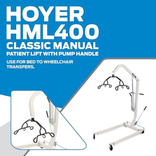 Hoyer Joerns HML400 Classic Manual Patient Lift with Pump Handle | Safe Working Load 400 lbs.| Ergonomic Pump Handle | Adjustable U-Base