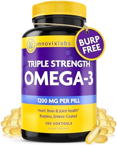 InnovixLabs Triple Strength Omega 3 Fish Oil 900 mg EPA DHA (200 Softgels) | Omega 3 Supplement for Women & Men, Burpless, Brain & Joint Support, Omega-3 Fatty Acid, No Fishy Aftertaste, 200-Day Supply