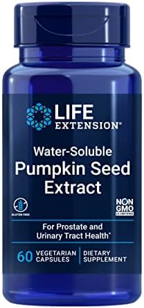 Life Extension Water-Soluble Pumpkin Seed Extract, Promotes Prostate & Urinary Tract Health, Bladder Health Support, Men, Women, Gluten-Free, Non-GMO, Vegetarian, 60 Capsules | Promotes Prostate & Urinary Tract Health, Supports Bladder Health for Men & W…