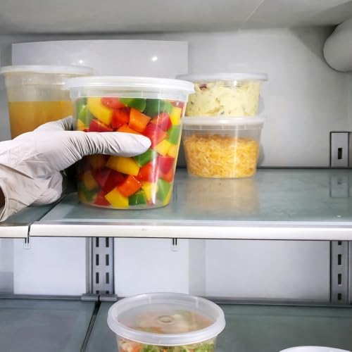 32 oz [20-Pack] Microwavable Plastic Deli Food Storage Containers with Lids