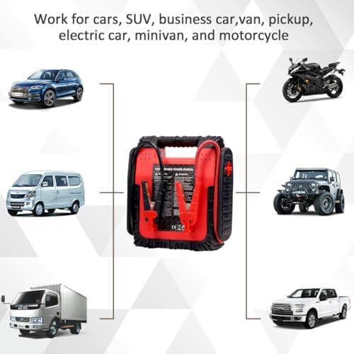 1800A Peak Car Jump Starter, 20000mAh Battery Booster for up to 6.5L Gas/5L Diesel Engines, 12V Portable Power Bank with LED Light, USB Outports
