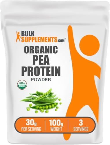 BulkSupplements.com Organic Pea Protein Powder - Plant Based & Vegan Protein Powder - Unflavored & Gluten Free, 30g per Serving, 1kg (2.2 lbs) (Pack of 1)