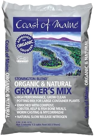 Coast of Maine CMSBO15 Stonington Blend Organic Growers Potting Soil Mix with All Natural Oceanic Ingredients for Planters and Pots, 1.5 Cubic Feet