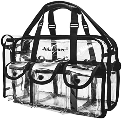 Professional Clear PVC Makeup Kits Organizer Make up Set Bag MUA Carry All Artist Transparent Vinyl Travel Cosmetic Bag with 6 External Pockets &