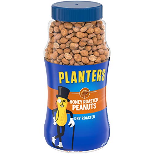 PLANTERS Honey Roasted Peanuts, Plant Based Protein Snacks, 16 Oz (1 Ct) | Roasted Sweet & Salty Nuts. Kosher. Resealable Jar. Snacks for Adults. Party Mix, Party Snacks
