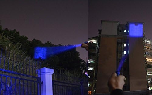 Scalable Blue LED Flashlight 3 Mode Long Range Blue Light Flashlight Torch Night Fishing and Outdoor Activities-Black House