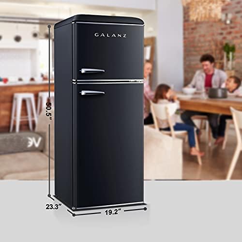 Galanz GLR46TRDER Retro Compact Refrigerator with Freezer Mini Fridge with Dual Door, Adjustable Mechanical Thermostat, 4.6 Cu Ft, Red (Black)