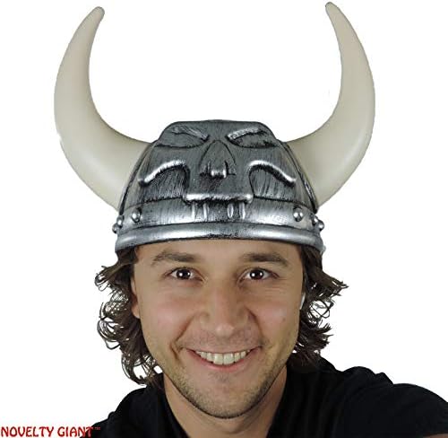 Norwegian Grey Skull Viking Helmet Costume Hat with Horns