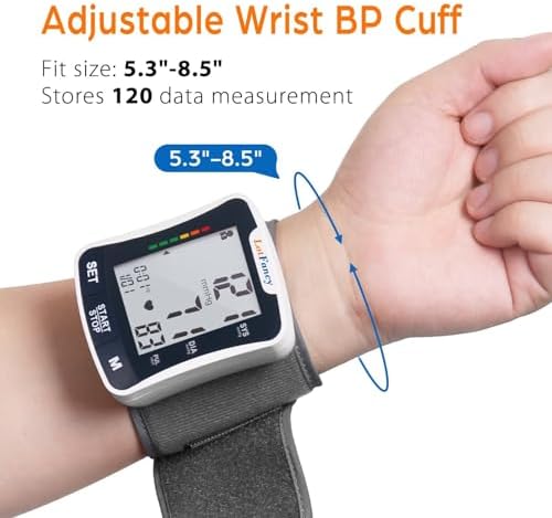 LotFancy Wrist Blood Pressure Monitor for Home Use with Voice Broadcast, Blood Pressure Machine Adjustable Wrist Cuff 5.3"-8.5"