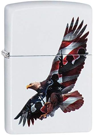 Zippo Eagles Dare Pocket Lighter - Refillable Flip-Top Windproof Lighters - Fierce Soaring Eagle Patriotic Design Pocket Lighters - Luxury Metal Lighter Made in USA