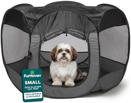 Furhaven Portable Dog Playpen Cat Tent, Pet playground,Kennel foldable indoor outdoor zippered puppy crate - Hunter Green, Medium