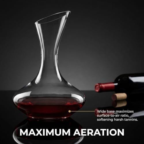 Godinger Wine Decanter Carafe, Hand Blown Wine Decanter Aerator - Wine Gifts