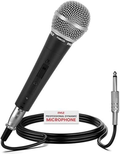 Pyle Professional Dynamic Vocal Microphone - Moving Coil Dynamic Cardioid Unidirectional Handheld Microphone with ON/OFF Switch Includes 15ft XLR