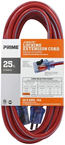Prime KCPL507825 12/3 SJTW Locking Cord, Red and Blue, 25-Feet