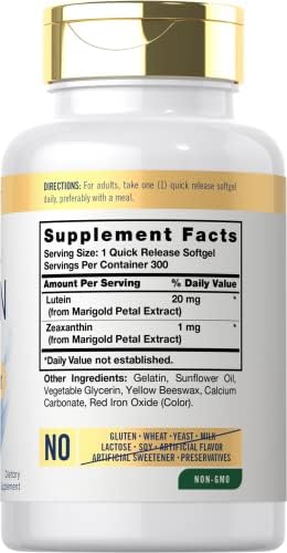 Carlyle Lutein and Zeaxanthin 20mg | 300 Softgels | Eye Health Vitamins
