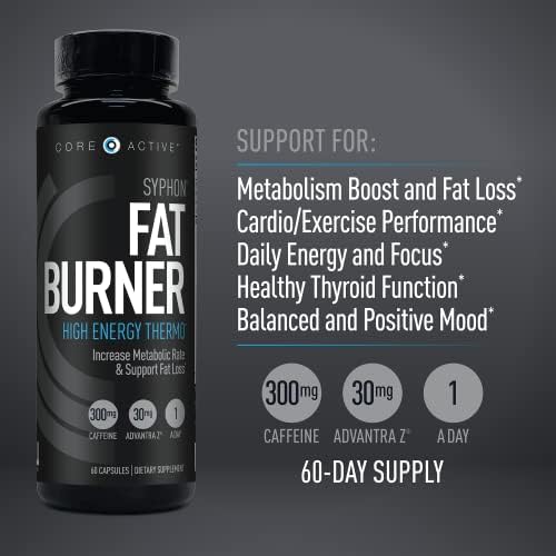 (CORE)ACTIVE Syphon Thermogenic Fat Burner for Men - 60 Capsules | Keto Pills, Advantra Z, Energy Support, Focus Support, Appetite Control