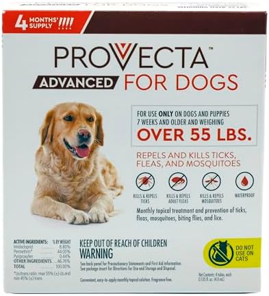 Provecta® Advanced for Extra Large Dogs (Over 55 lbs) Flea and Tick Topical Treatment, 4-Month Supply