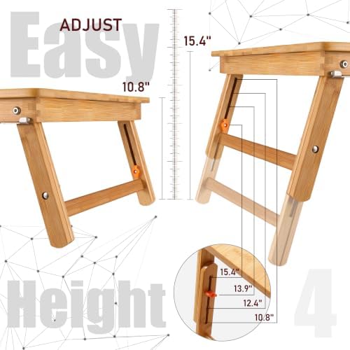 Nnewvante Large Floor Desk Foldable Tray for Adults, Bamboo 33.5 x 17.7in