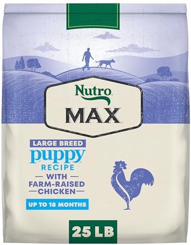 Nutro Max Puppy Recipe Dry Dog Food, Farm-Raised Chicken, 12 lb | 100% complete & balanced, omega 3 & 6 fatty acids, supports digestion & skin, no artificial preservatives or colors