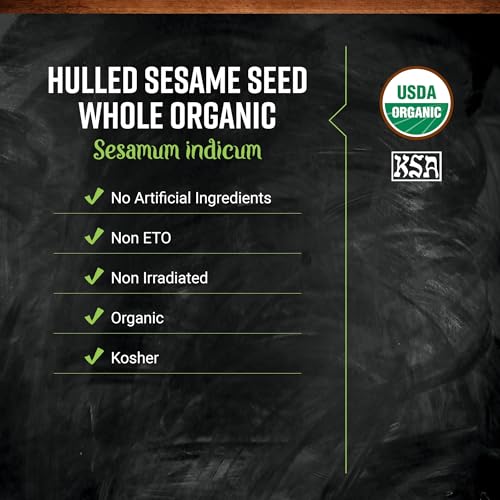 Frontier Co-op Organic Sesame Seed Hulled Whole, Certified Organic, Kosher, Bulk Spice | 16 Ounce (Pack of 1)