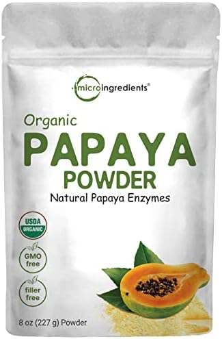 Micro Ingredients Organic Papaya Powder, 8 oz | No Fillers or Additives | Raw Superfood, Natural Papaya Enzymes | Great for Smoothies, Desserts, Juice