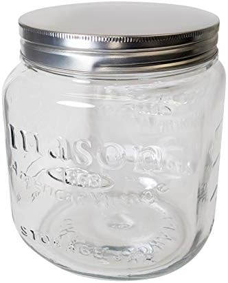 Jumbo Mason Embossed Glass Storage Jar, 92 Ounces, Clear