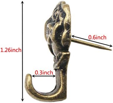 Rose Shape Push Pin Hangers Wall Hooks (12 - Pack, Antique Brass)