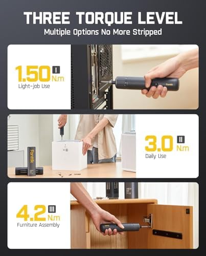 Fanttik S1 Pro Electric Screwdriver, Power Screwdriver | 16 S2 Steel Bits, 3 Torque Settings, Max 6 N.m, 2000mAh Battery, LED Light & 1/4''Hex