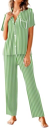 Avidlove Women Pajamas Set Notch Collar Soft Sleepwear Pjs Short Sleeve Button Down Nightwear with Long Pants