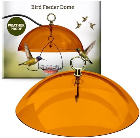 Birds Choice Red Bird Feeder Dome | 10.5" Rain Guard Cover for Hanging Bird Feeders | Outdoor Weather Guard to Help Keep Seed Dry | Domed Acrylic Outdoor Weather Guard for Hanging Feeders to Keep Seed Dry, Heavy-Duty Chrome-Plated Hanger and Hook