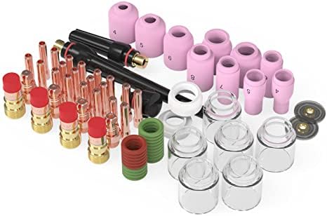 YESWELDER 49Pcs TIG Welding Torch Stubby Gas Lens #10 Glass Cup Kit