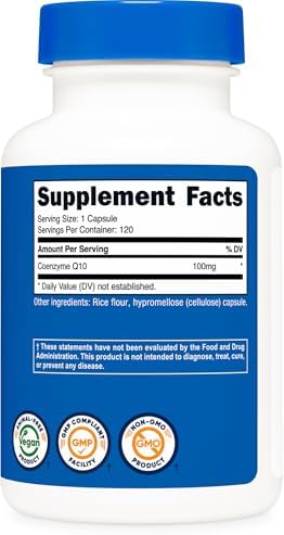 Nutricost CoQ10 100mg, 120 Vegetarian Capsules, 120 Servings, GMO-Free | High Absorption Coenzyme Q10