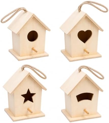 12 Pack DIY Bird House Kits for Kids to Paint, Unfinished Wooden Birdhouse | Bulk Birdhouses for Adults, Fully Assembled Ready to Decorate