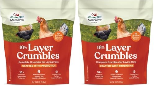 Manna Pro Layer Crumbles Chicken Feed, 16% Protein, Digestive Aid, 8 lb Bag | Complete Feed for Laying Hens, 16% Protein Formula, Added Probiotics, Supports Egg Production & Digestion