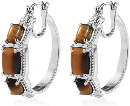 Tigers Eye 10.50 ctw Earrings in Stainless Steel
