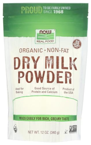 NOW Foods Non Fat Dry Milk Powder Organic, 12 ounce (Pack of 2)