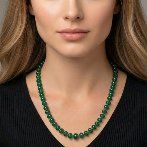 Verde Onyx 180.00 ctw Rondelle Beaded Elegance Necklace in Steel 18-20"
